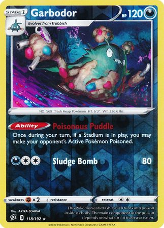 118/192 Garbodor Rare Reverse Holo Rebel Clash
