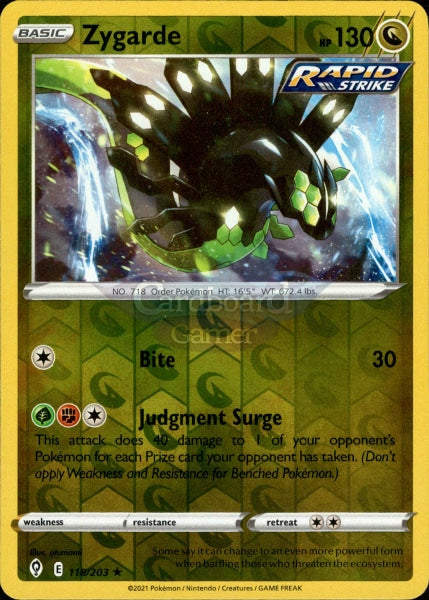 118/203 Zygarde Reverse Holo Evolving Skies Single Card