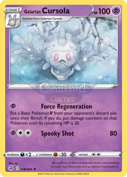 118/264 Galarian Cursola Rare Fusion Strike Single Card