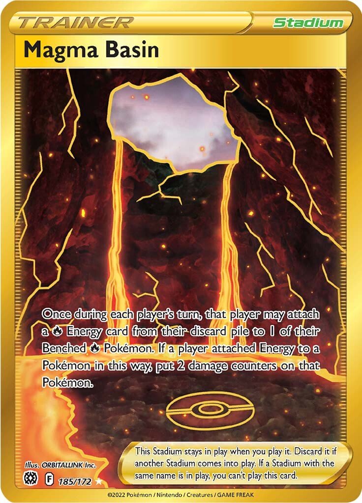 185/172 Magma Basin Gold Secret Rare Energy Trainer Brilliant Stars Pokemon TCG