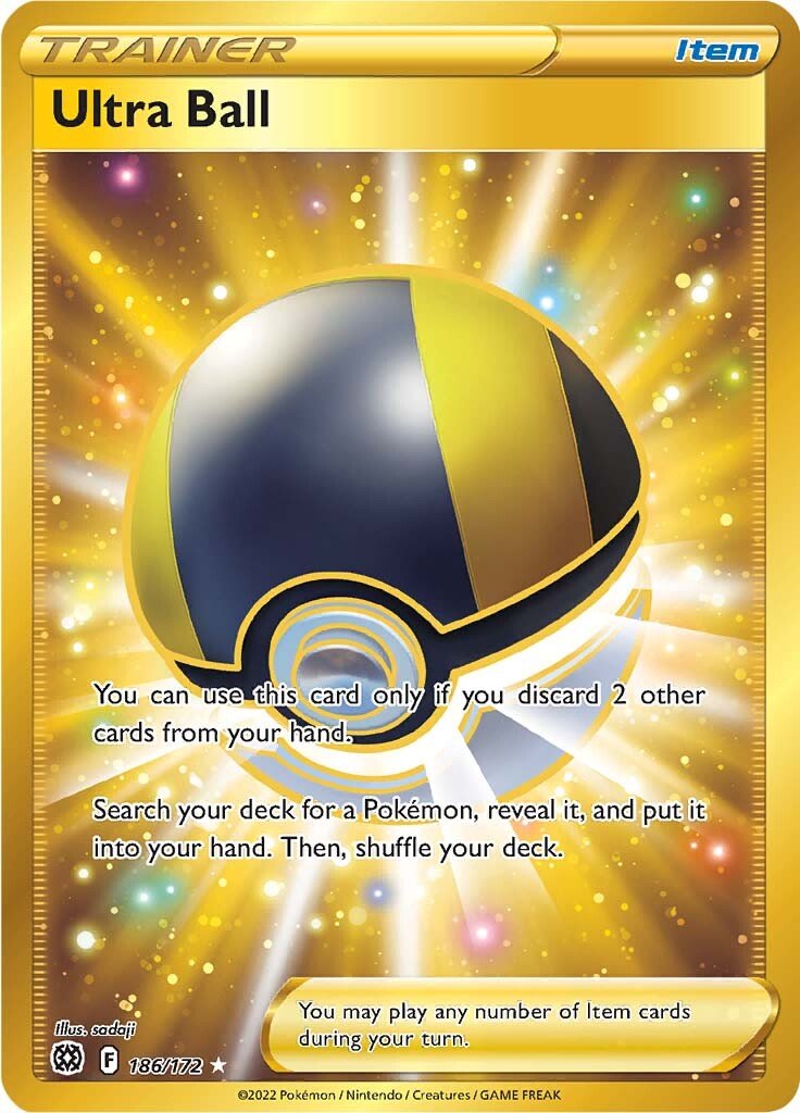 186/172 Ultra Ball Gold Secret Rare Energy Trainer Brilliant Stars Pokemon TCG