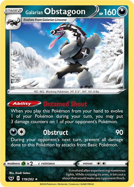 119/202 Galarian Obstagoon Holo Rare Sword & Shield