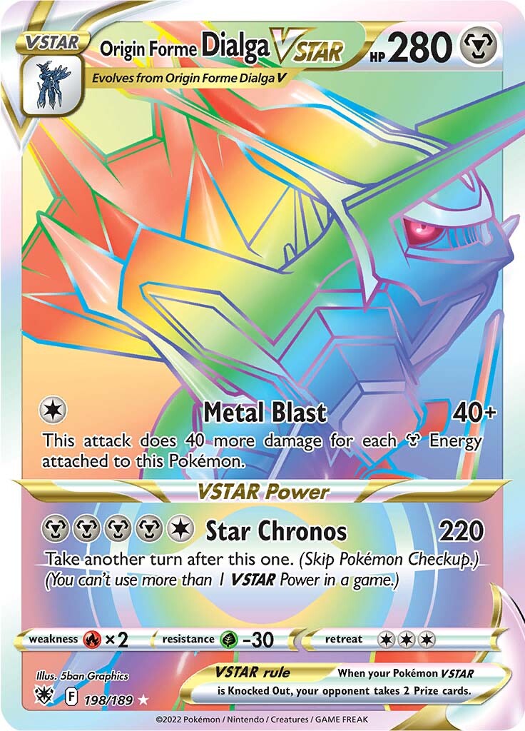 198/189 Origin Forme Dialga VSTAR Hyper Rare Astral Radiance