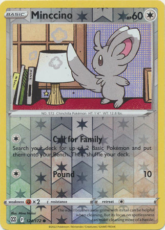 124/172 Minccino Common Reverse Holo Brilliant Stars Pokemon TCG