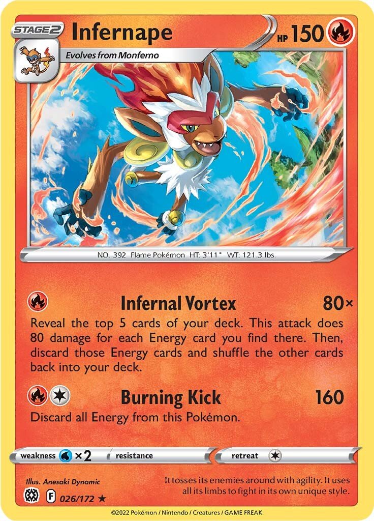 026/172 Infernape Holo Rare Brilliant Stars Pokemon TCG