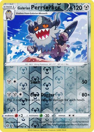 127/192 Galarian Perrserker Rare Reverse Holo Rebel Clash