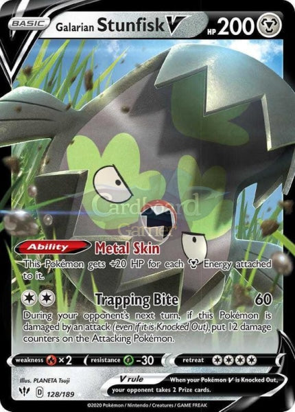 128/189 Galarian Stunfisk V Ultra Rare Darkness Ablaze Single Card