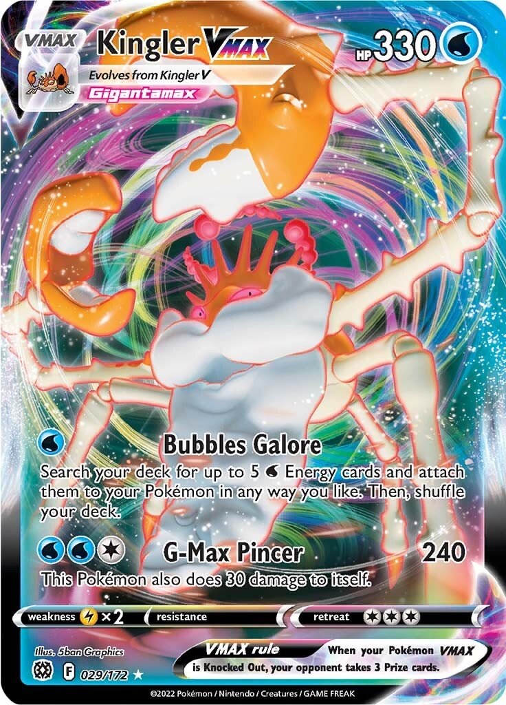 029/172 Kingler VMAX Ultra Rare Brilliant Stars Pokemon TCG