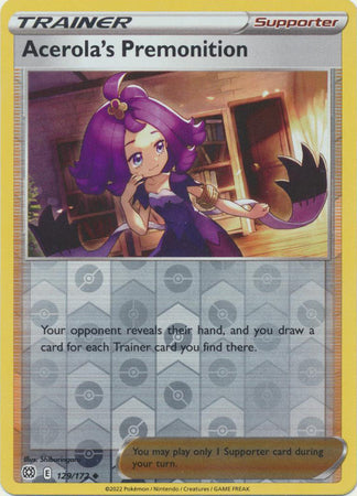 129/172 Acerola's Premonition Trainer Uncommon Reverse Holo Brilliant Stars Pokemon TCG