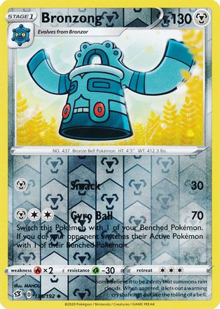 130/192 Bronzong Uncommon Reverse Holo Rebel Clash