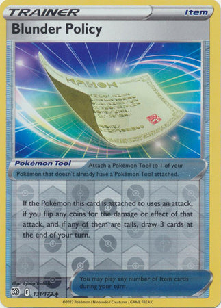 131/172 Blunder Policy Trainer Uncommon Reverse Holo Brilliant Stars Pokemon TCG