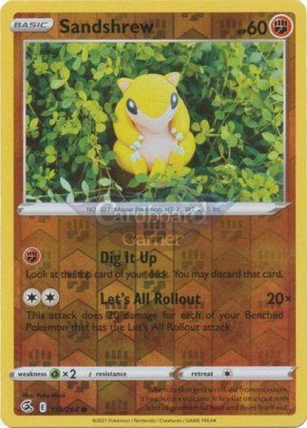 131/264 Sandshrew Common Reverse Holo Fusion Strike Single Card