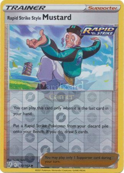 132/163 Rapid Strike Style Mustard Supporter Reverse Holo Uncommon Battle Styles Single Card