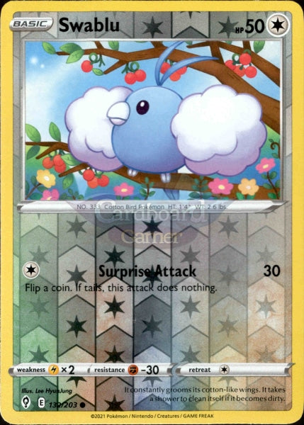 132/203 Swablu Reverse Holo Evolving Skies Single Card