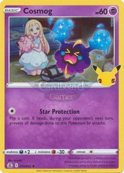 13/25 Cosmog Holo Rare Celebrations Single Card