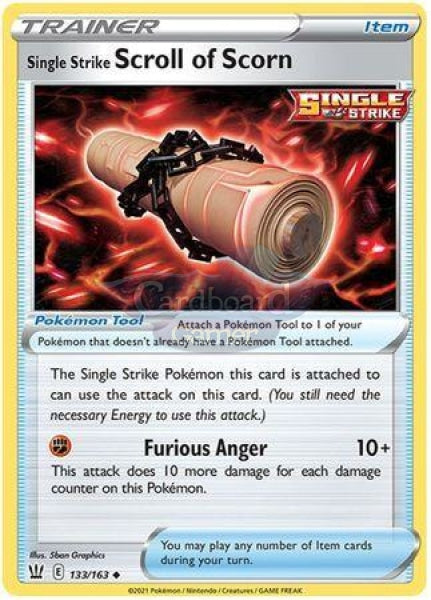 133/163 Single Strike Scroll Of Scorn Item Uncommon Battle Styles Card