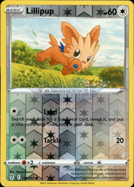 133/203 Lillipup Reverse Holo Evolving Skies Single Card