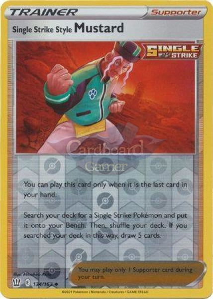 134/163 Single Strike Style Mustard Supporter Reverse Holo Uncommon Battle Styles Card