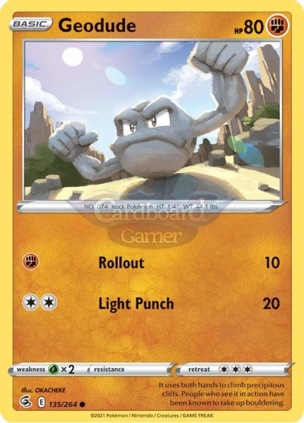 135/264 Geodude Common Fusion Strike Single Card