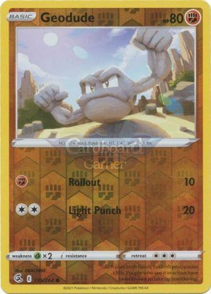 135/264 Geodude Common Reverse Holo Fusion Strike Single Card