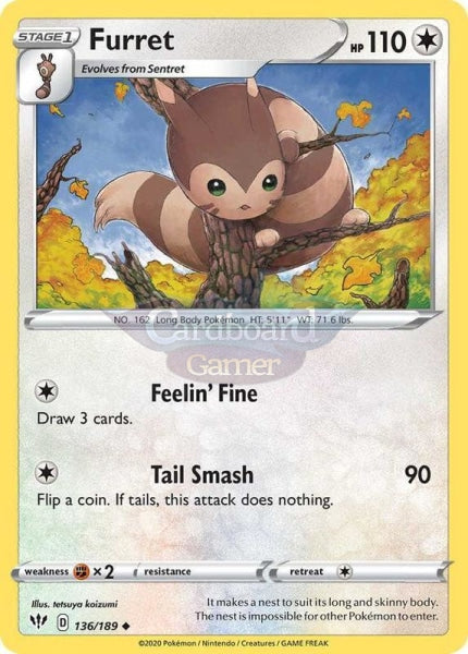 136/189 Furret Common Darkness Ablaze Single Card