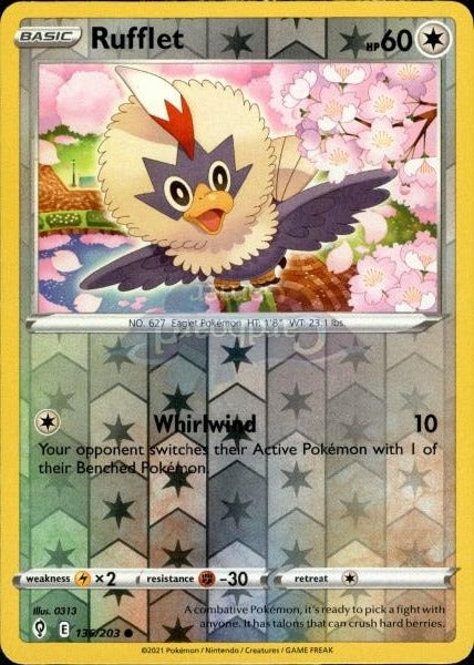 136/203 Rufflet Reverse Holo Evolving Skies Single Card