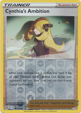 138/172 Cynthia's Ambition Trainer Uncommon Reverse Holo Brilliant Stars Pokemon TCG