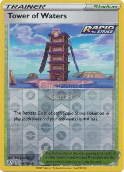 138/163 Tower Of Waters Stadium Reverse Holo Uncommon Battle Styles Single Card