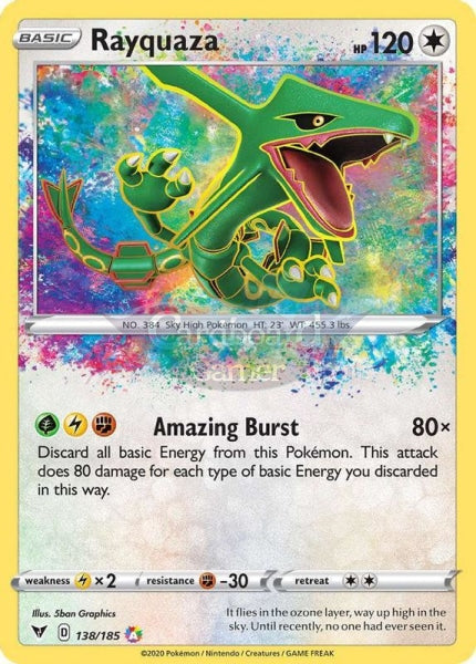 138/185 Rayquaza Amazing Holo Rare Vivid Voltage Single Card