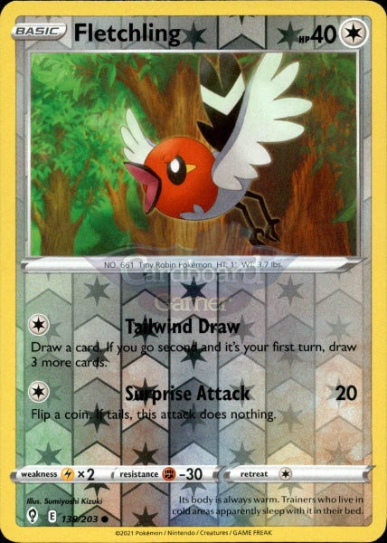 138/203 Fletchling Reverse Holo Evolving Skies Single Card