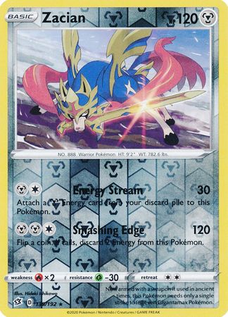 139/192 Zacian Rare Reverse Holo Rebel Clash