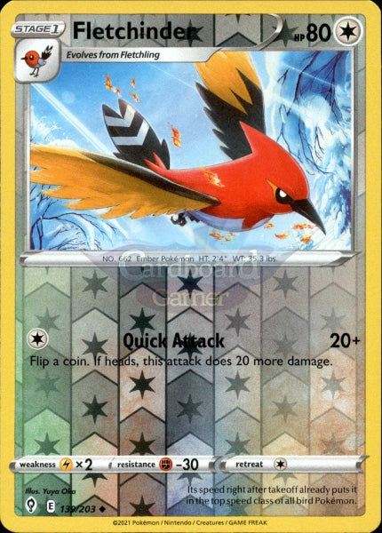 139/203 Fletchinder Reverse Holo Evolving Skies Single Card