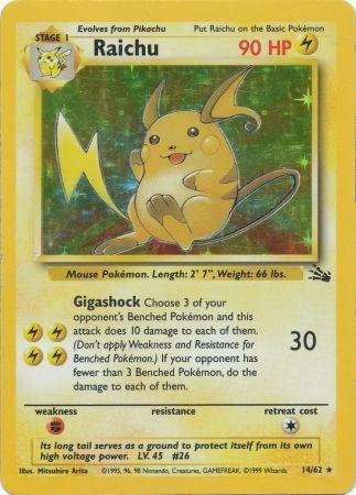 14/62 Raichu Holo Rare Fossil Set Unlimited