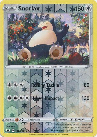 140/202 Snorlax Rare Reverse Holo Sword & Shield