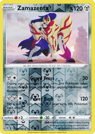 140/192 Zamazenta Rare Reverse Holo Rebel Clash