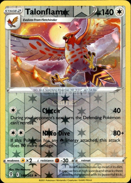 140/203 Talonflame Reverse Holo Evolving Skies Single Card