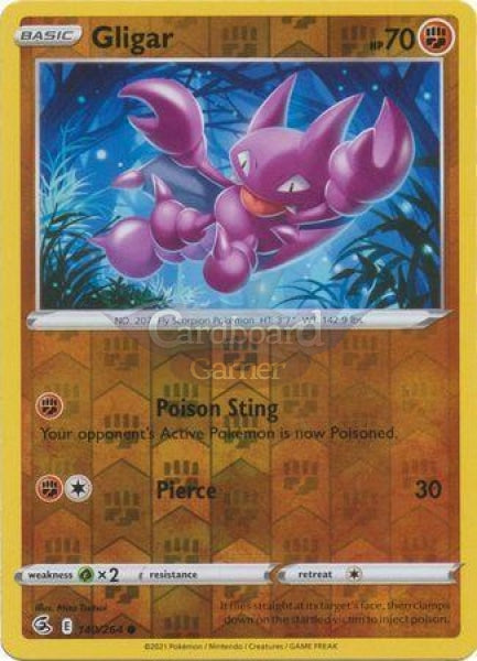 140/264 Gligar Common Reverse Holo Fusion Strike Single Card