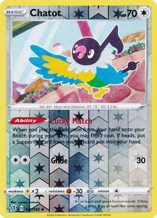 142/192 Chatot Uncommon Reverse Holo Rebel Clash