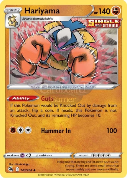 143/264 Hariyama Uncommon Fusion Strike Single Card