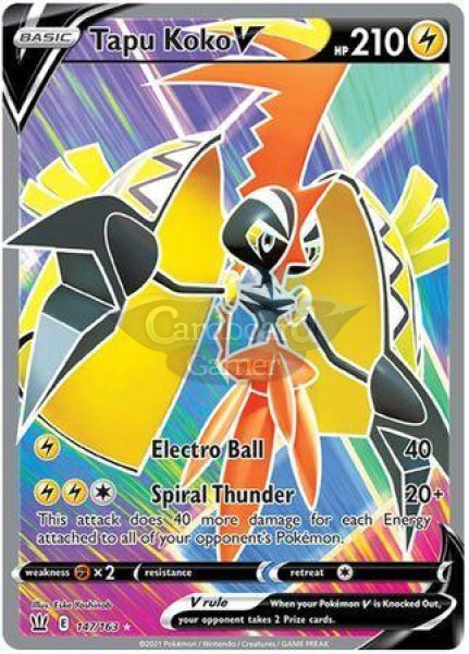 147/163 Tapu Koko V Full Art Battle Styles Single Card