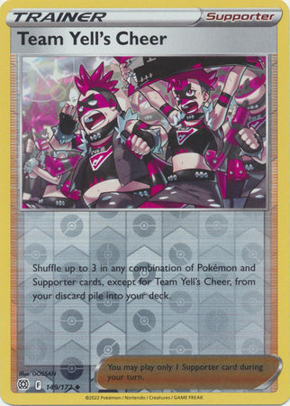 149/172 Team Yell's Cheer Trainer Uncommon Reverse Holo Brilliant Stars Pokemon TCG