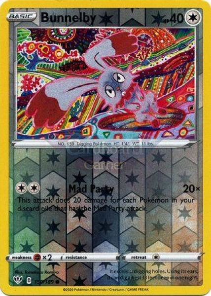 150/189 Bunnelby Common Reverse Holo Darkness Ablaze Single Card