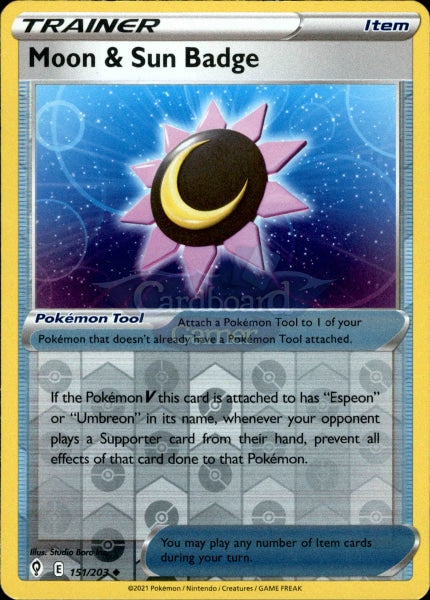 151/203 Moon & Sun Badge Reverse Holo Evolving Skies Single Card