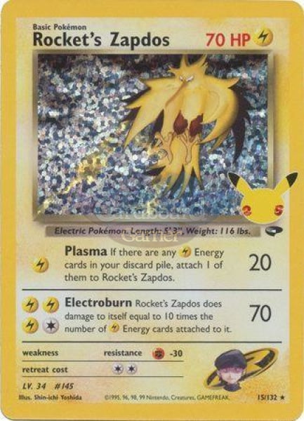 15/132 Rockets Zapdos Holo Rare Celebrations Classic Collection Single Card