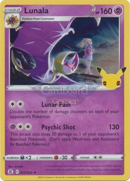 15/25 Lunala Holo Rare Celebrations Single Card