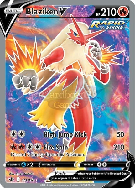 161/198 Blaziken V Full Art Ultra Rare Chilling Reign Single Card