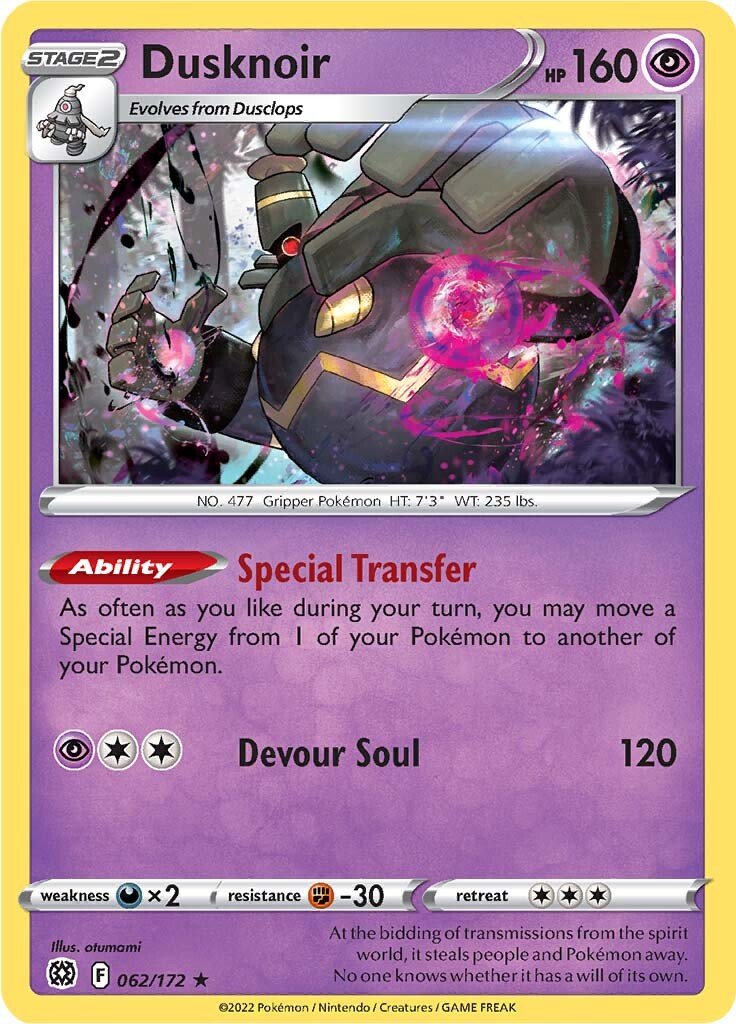 062/172 Dusknoir Holo Rare Brilliant Stars Pokemon TCG