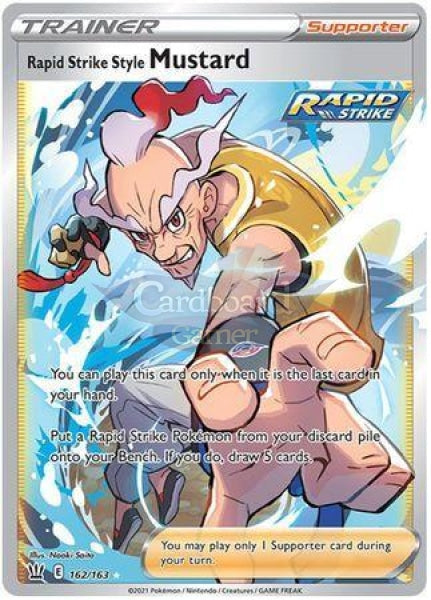 162/163 Rapid Strike Style Mustard Supporter Full Art Battle Styles Single Card