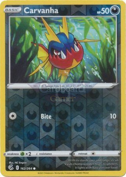 162/264 Carvanha Common Reverse Holo Fusion Strike Single Card