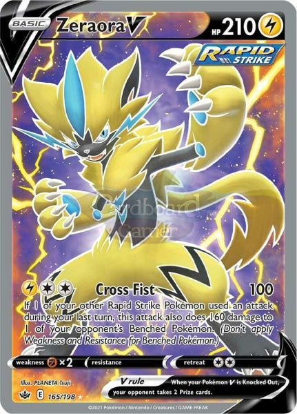 165/198 Zeraora V Full Art Ultra Rare Chilling Reign Single Card